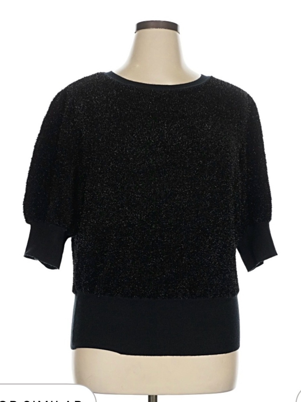 Maeve by Anthropologie Black Sparkle Short Sleeve Knit Top XL